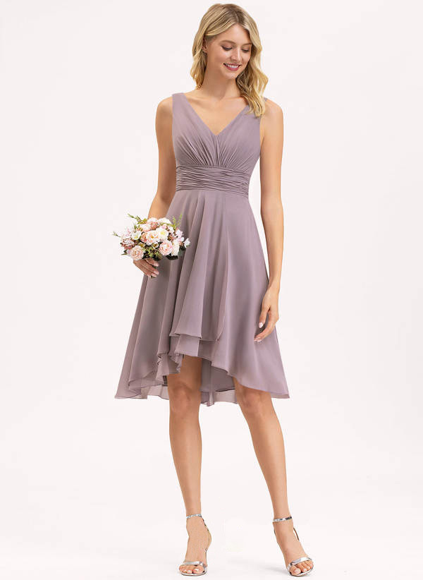 Dusty Purple Wide Straps Short Dress