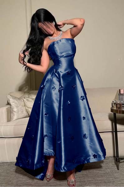 Strapless Sleeveless Long Formal Dress With Pleated Appliques