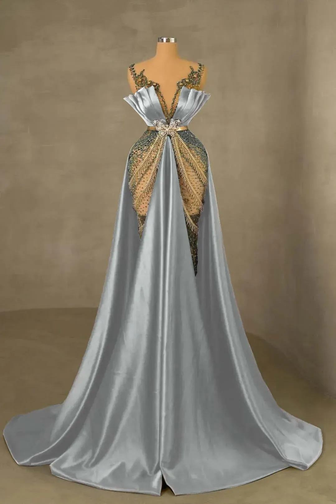 Heavy Emerald Green Straps Mermaid Formal Dress With Sleeveless Long