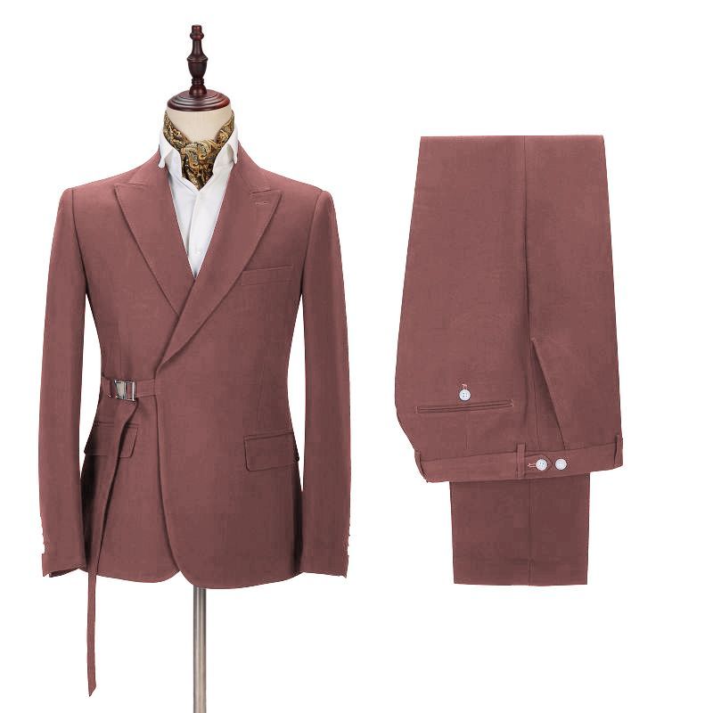 Stylish Two-Piece Groom and Groomsmen Suits with Peaked Lapel