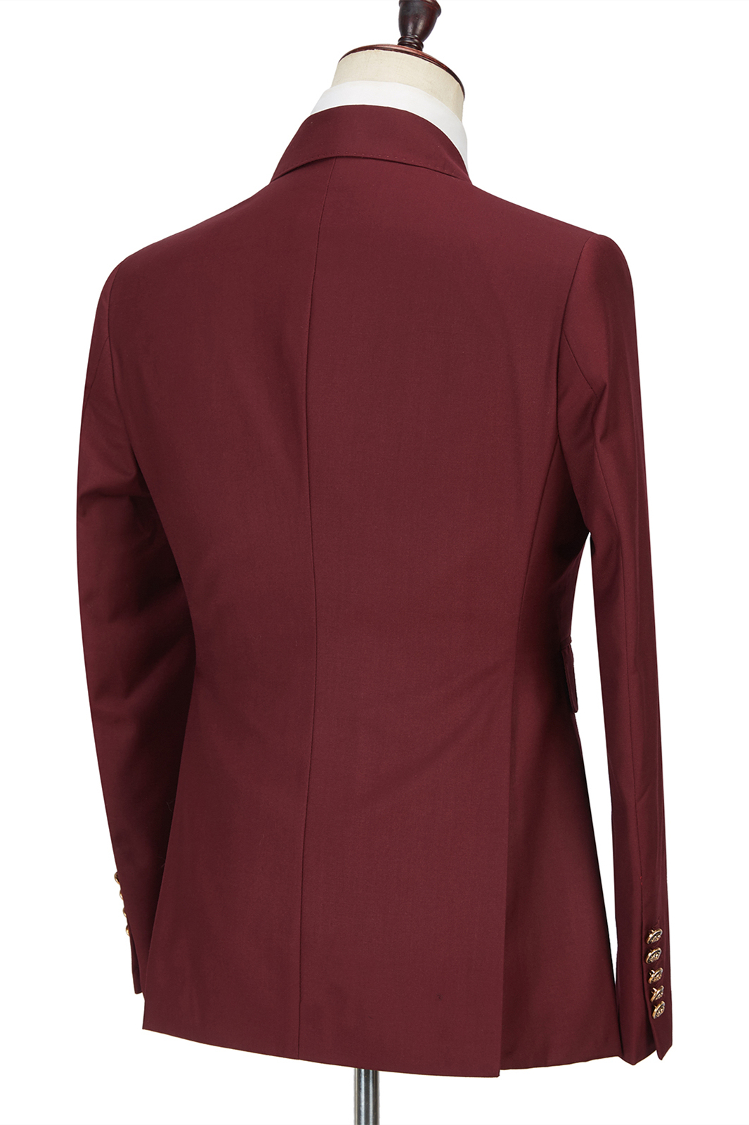 Glamorous Burgundy Double-Breasted Groomsmen Outfits with Peak Lapel