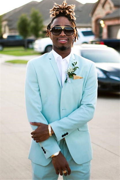 Elegant Mint Green David Beckham Royal Wedding Suit with Two Pieces