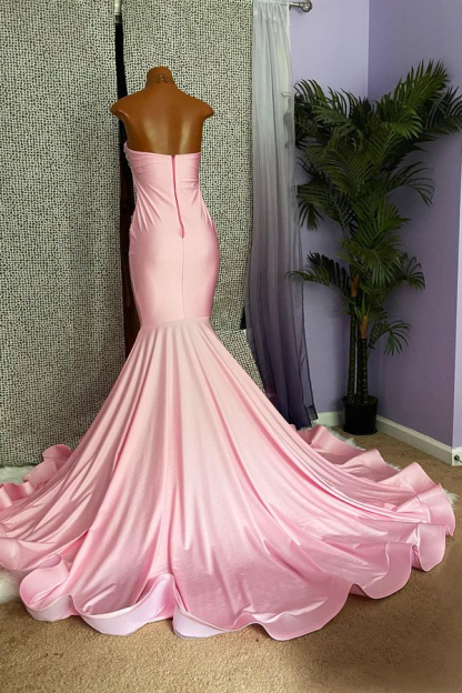 Pink Sleeveless Beading Mermaid Evening Dress