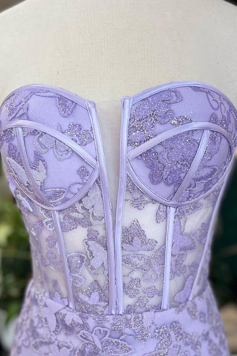 Elegant Purple Mermaid Sweetheart Corset Prom Dress Featuring Embroidery