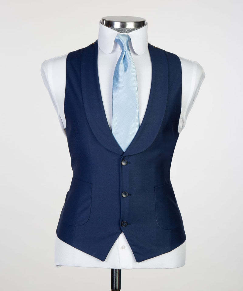 Dud New Arrival Navy Three-Piece Business Men's Suits with Peaked Lapel