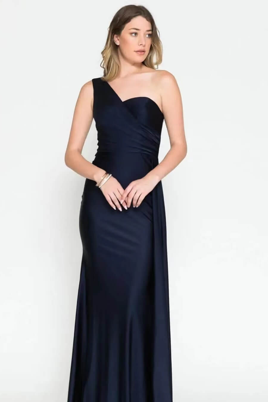 Basics Long Elegant Yellow One Shoulder Mermaid Evening Dress