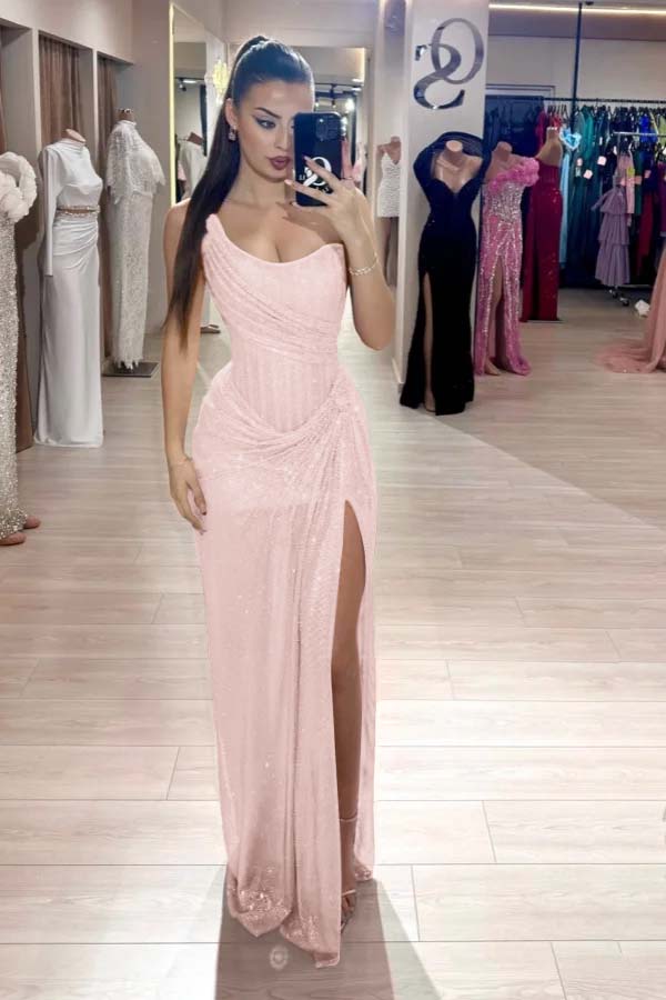 Strapless Sleeveless Mermaid Long Formal Dress With High Split