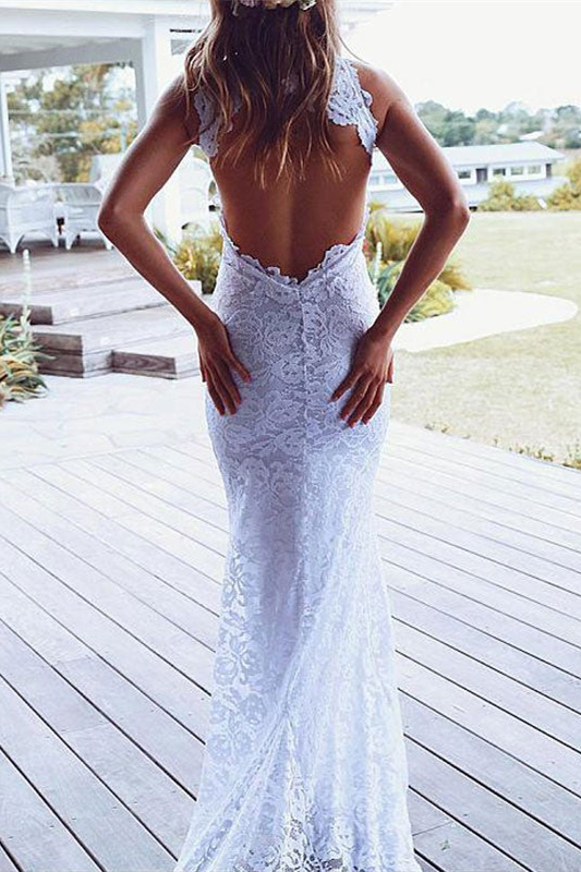 Lace High Neck Summer Beach Wedding Dress