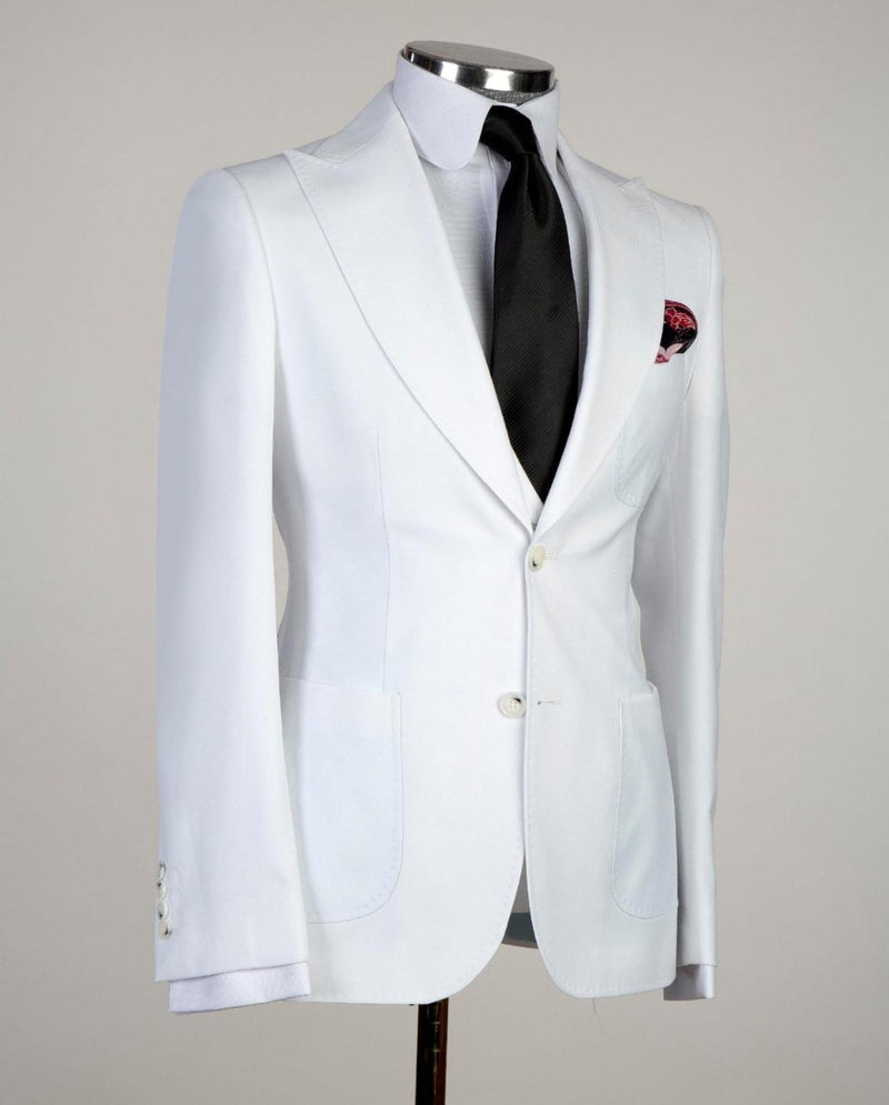 Newest White Peaked Lapel Three-Piece Men's Suit for Business
