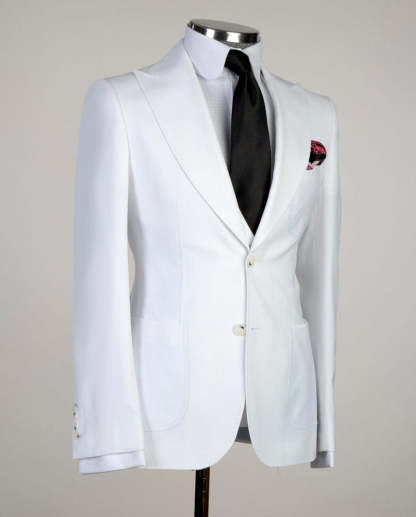 Newest White Peaked Lapel Three-Piece Men's Suit for Business