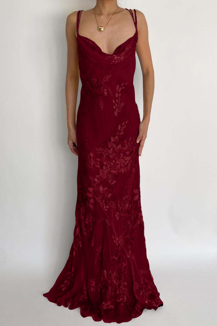 Spaghetti Strap Sleeveless Long Mermaid Formal Dress With Appliques