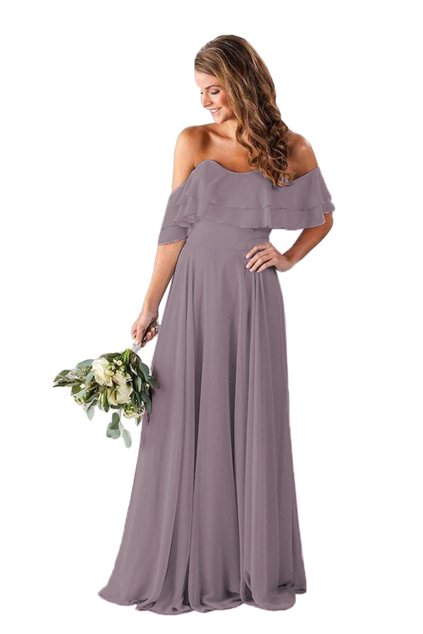 Ruffle Off-the-Shoulder Bridesmaid Dress