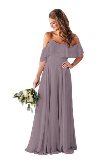 Ruffle Off-the-Shoulder Bridesmaid Dress