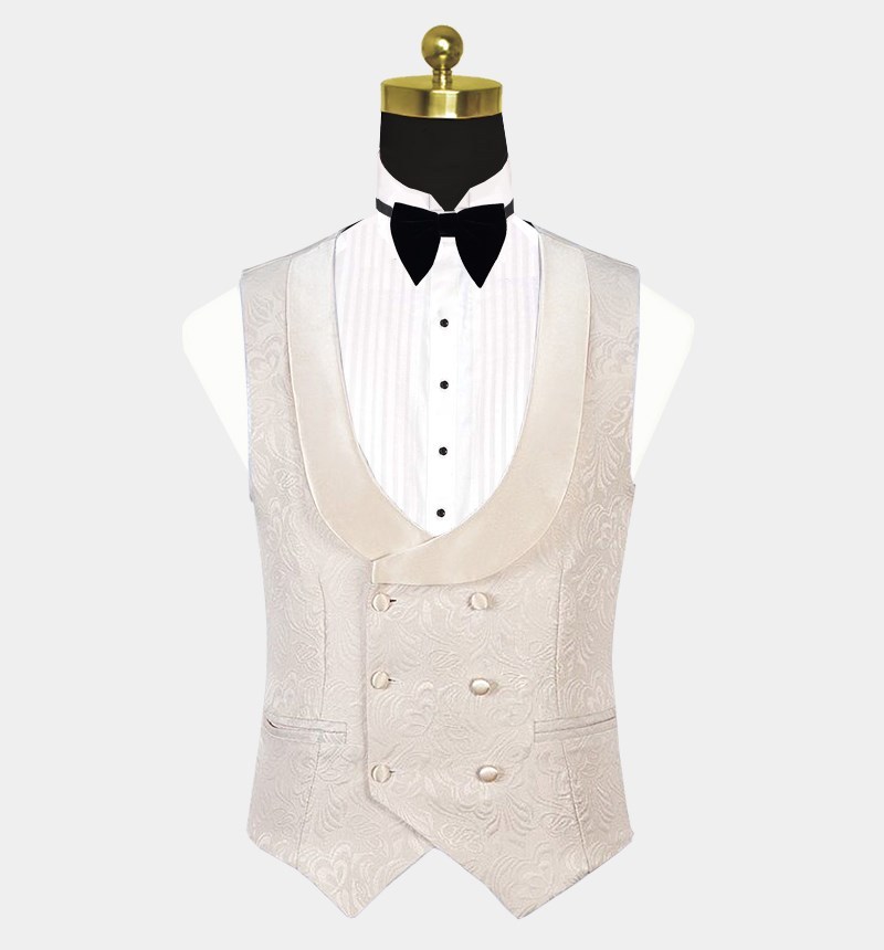 Stylish White Shawl Lapel Wedding Tux Ideas with Three Pieces