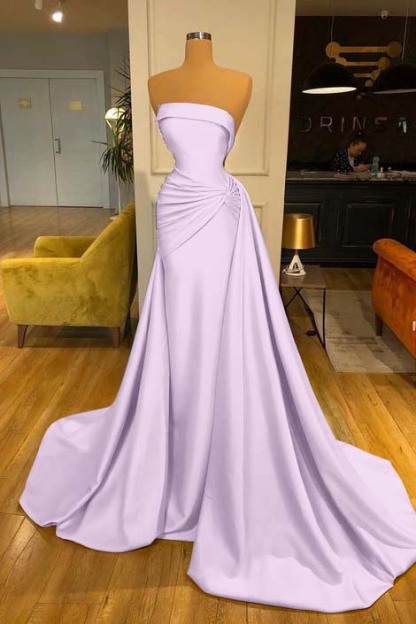 Strapless Elegant Baby Blue Mermaid Evening Dress Long With Ruffle