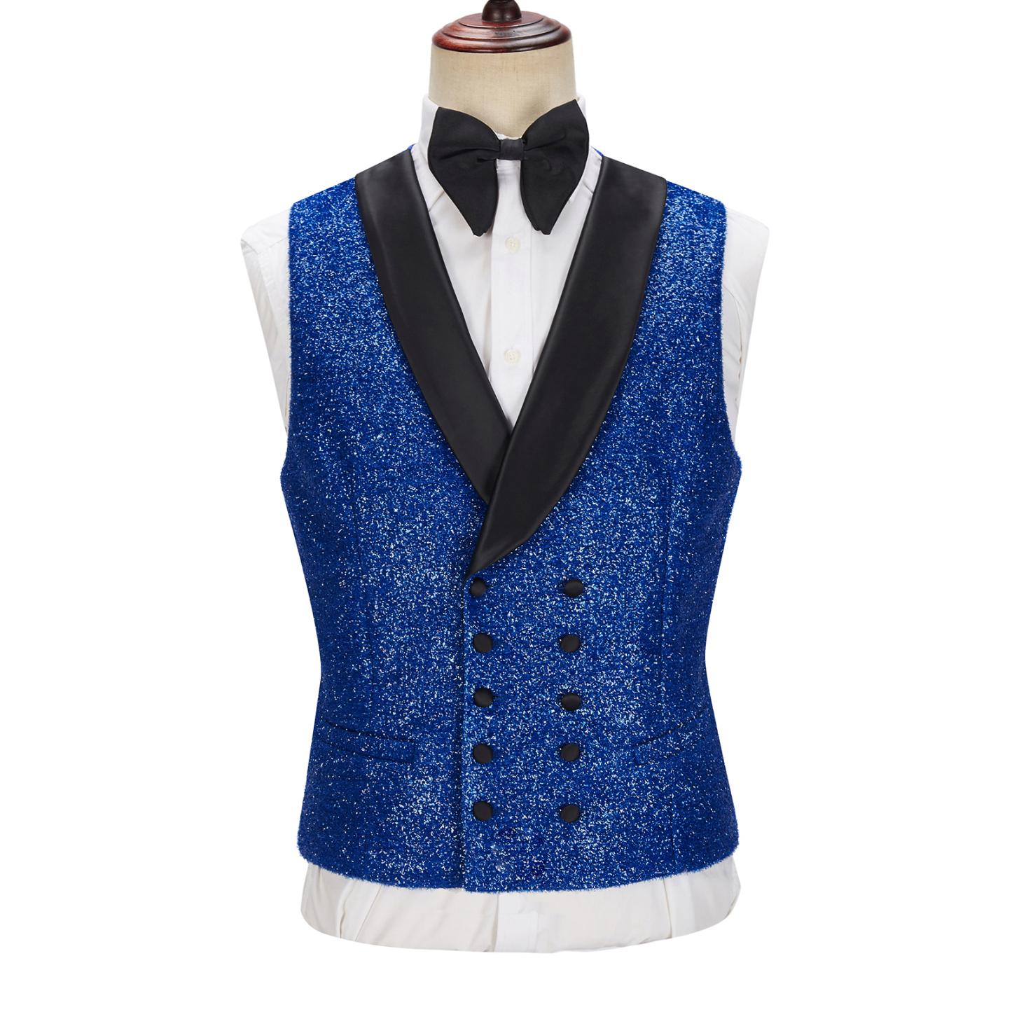 Fashion Slim Fit Royal Blue Sparkle Three-Piece One-Button Men's Suits