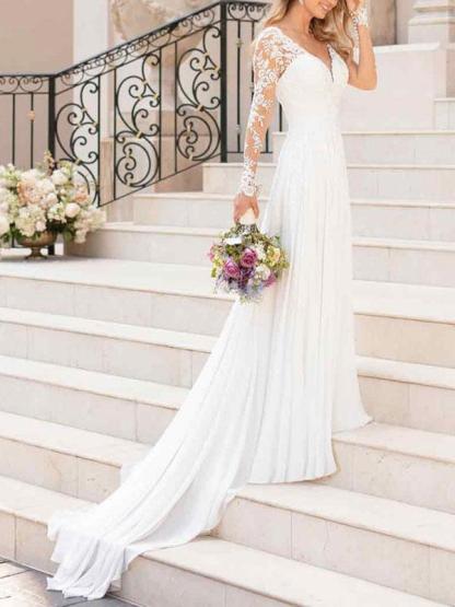 Long Sleeves Tulle Lace Wedding Dress