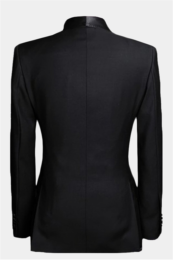 Luxury Black Two-Piece Wedding Tuxedo with Double-Breasted Design