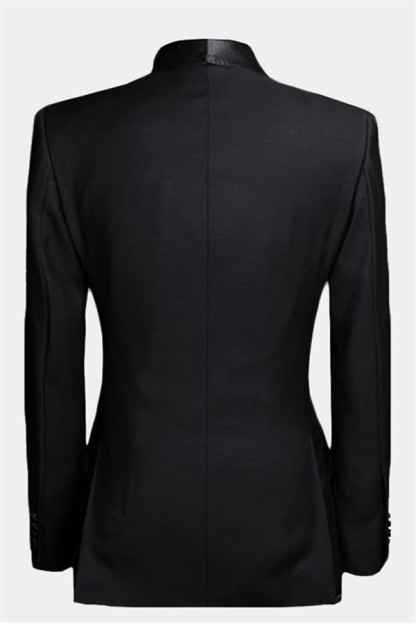 Luxury Black Two-Piece Wedding Tuxedo with Double-Breasted Design