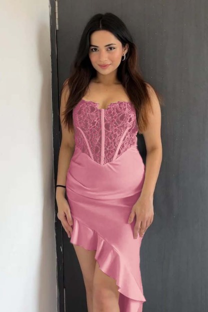 Strapless Sweetheart Sleeveless Formal Dress With Pleated Ruffle