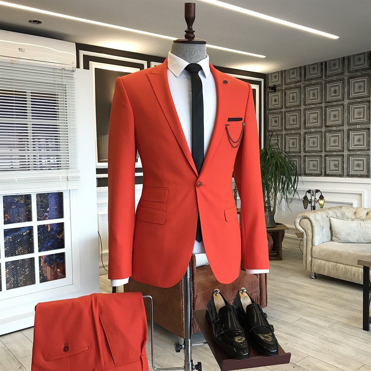 Gentle Red Peaked Lapel One-Button Ring Bearer Suits