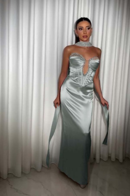 Strapless Sleeveless Long Mermaid Formal Dress With Pleated Beading