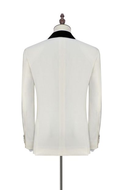 Black Knife Collar Classic White One-Button Wedding Suits for Men Wedding Tuxedos