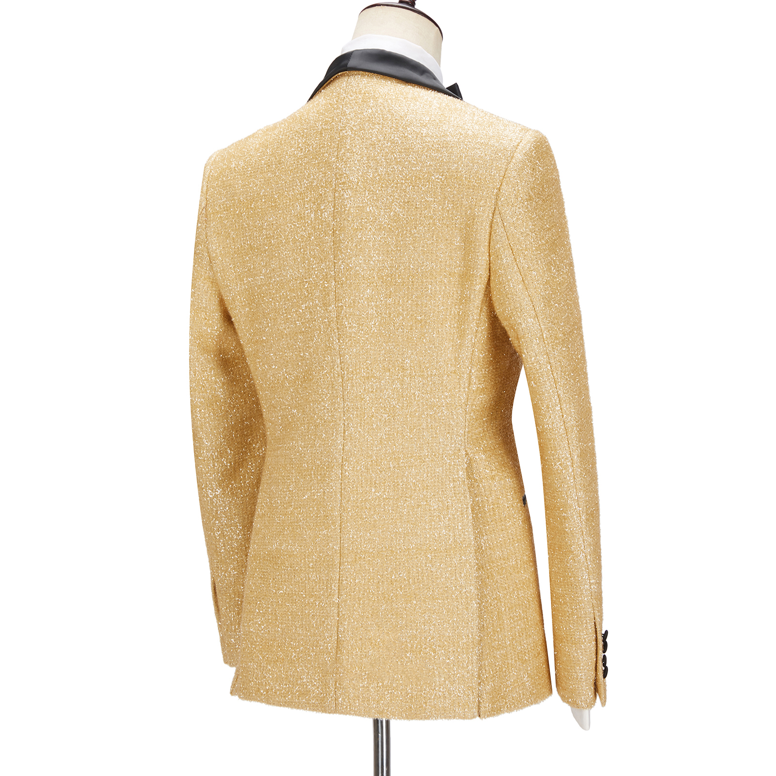 Shining Sparkly Golden Shawl Lapel Three-Piece Men's Suits for Wedding