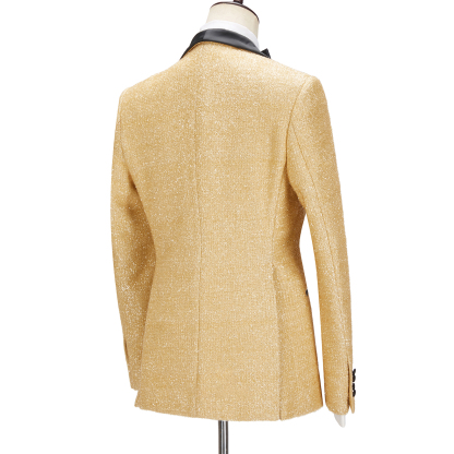 Shining Sparkly Golden Shawl Lapel Three-Piece Men's Suits for Wedding
