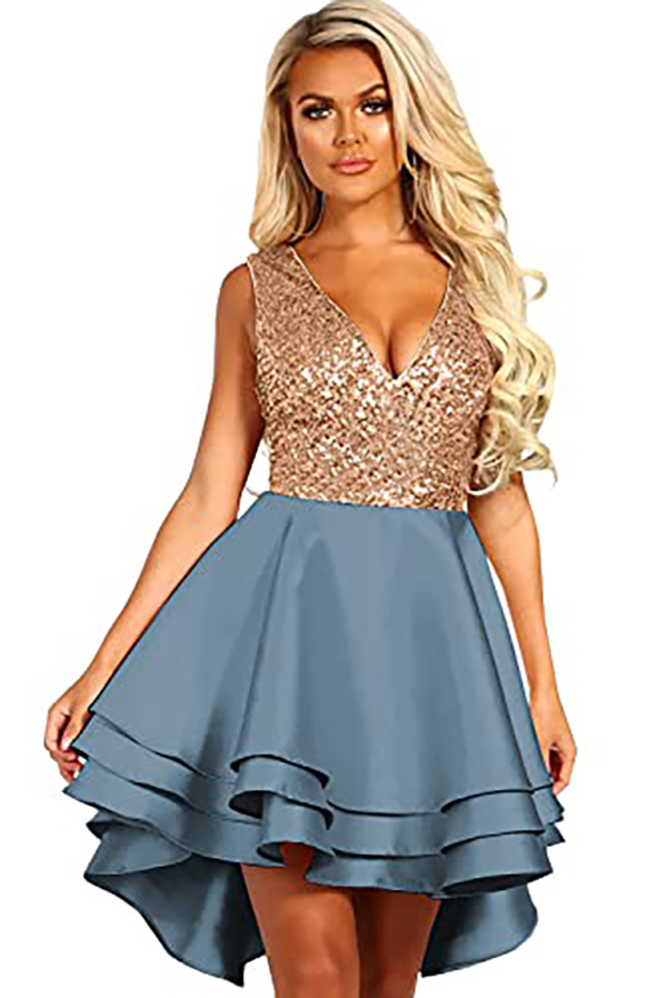 Sleeveless Sequins Short Bridesmaid Dress