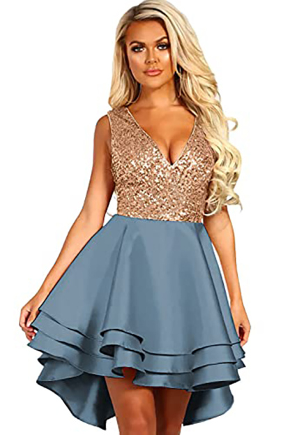 Sleeveless Sequins Short Bridesmaid Dress