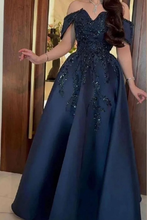 Elegant Off-The-Shoulder Sequins Evening Dress