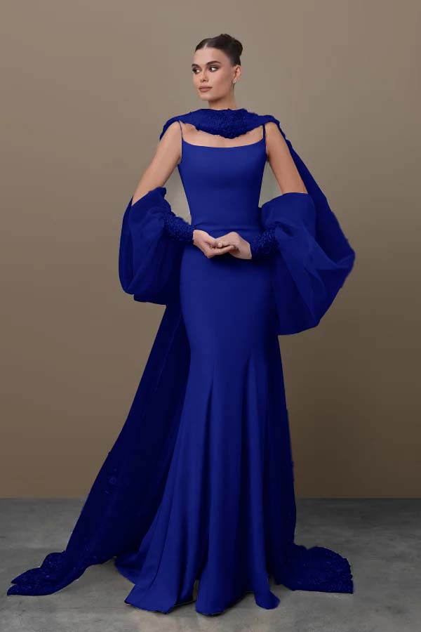 Spaghetti Strap Sleeveless Long Mermaid Formal Dress With Sequins