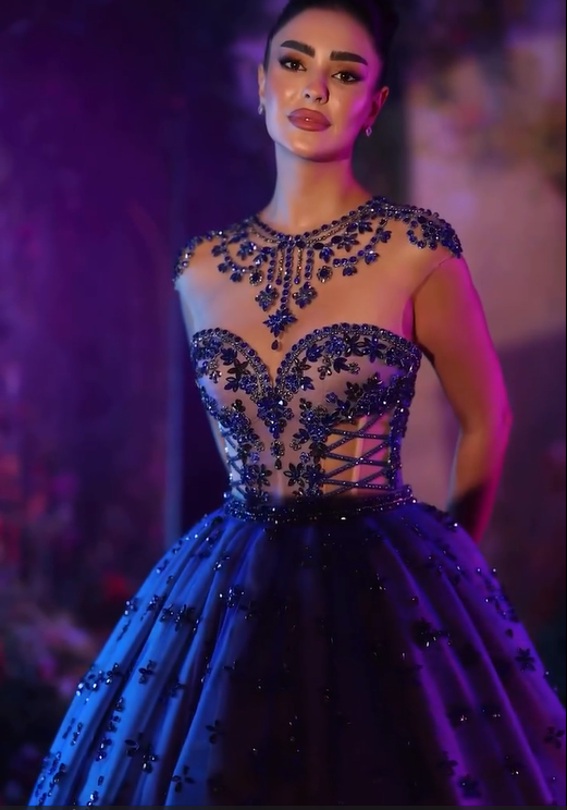 Jewel Neck Sleeveless Ball Gown Long Formal Dress With Beading