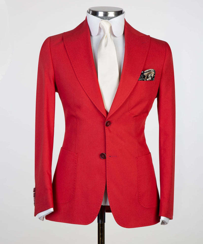 Red Peaked-Lapel Donald Bespoke Three-Piece Men's Suits