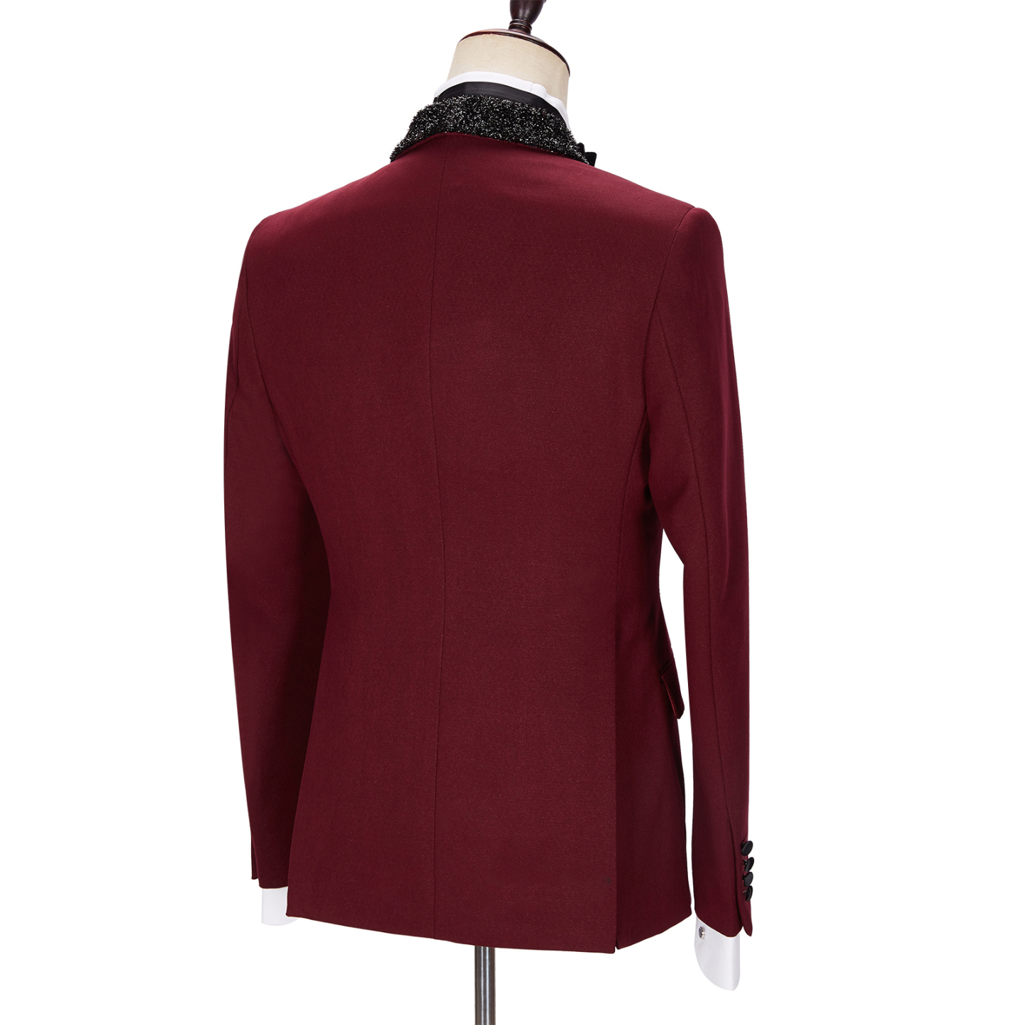 Jonathan Chic Burgundy Sparkle Shawl-Lapel Two-Piece Men's Suits
