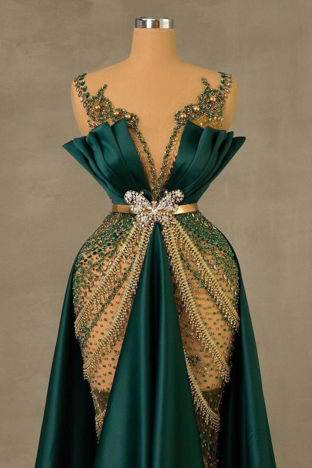 Heavy Emerald Green Straps Mermaid Formal Dress With Sleeveless Long