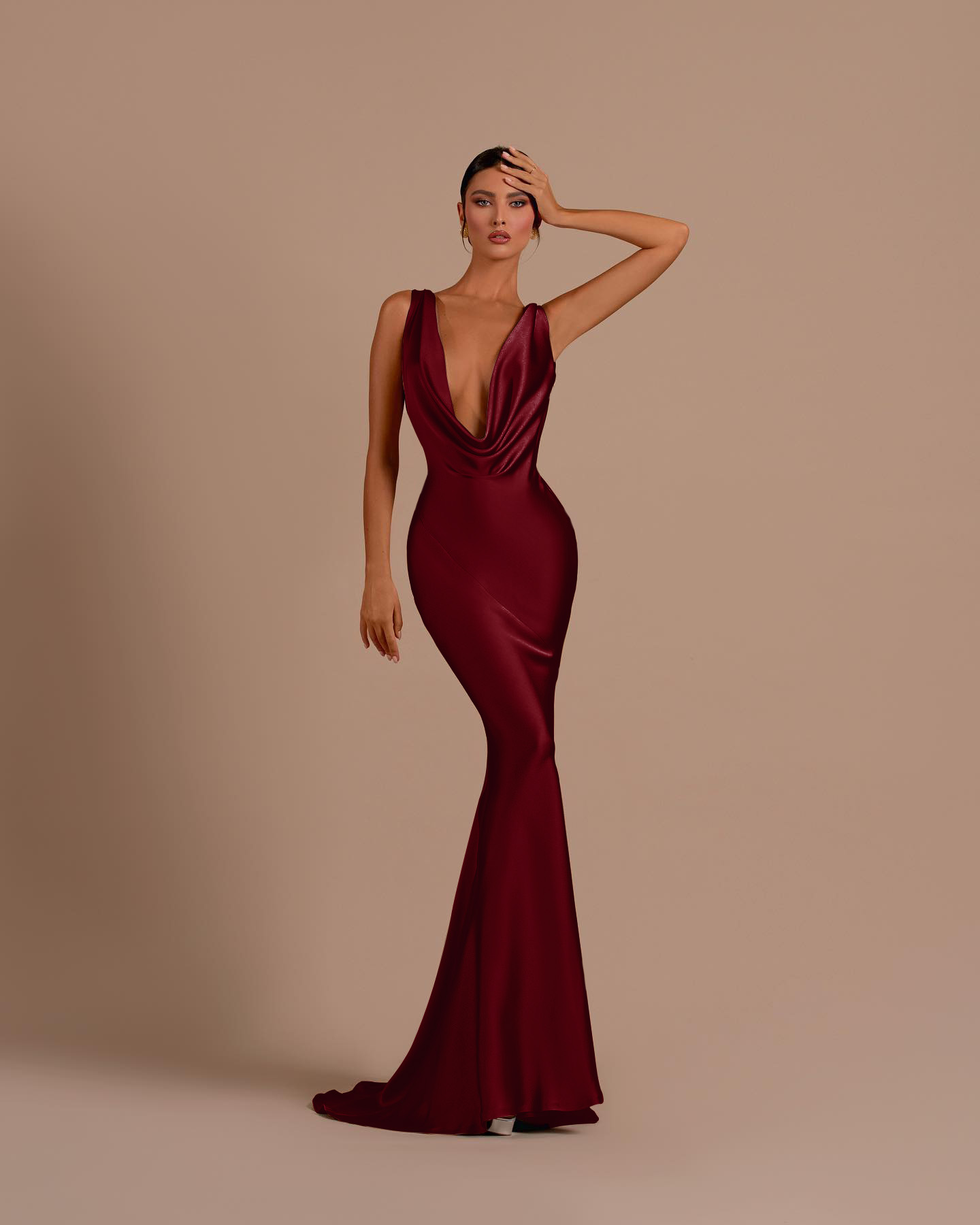 Black Deep V Neck Sleeveless Mermaid Long Formal Dress With Pleated