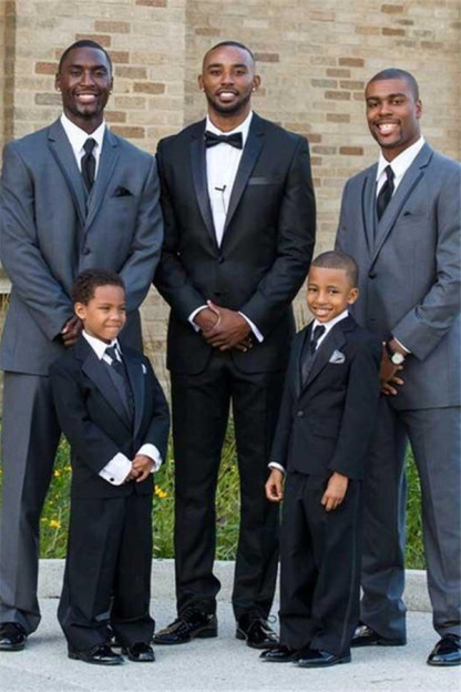 Modern Black Silk Notched Lapel Two-Piece Wedding Suit for Men