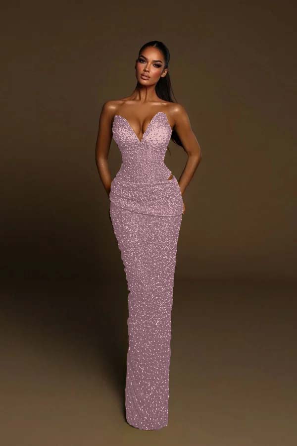 Strapless Sleeveless Long Mermaid Formal Dress With Pleated Beading