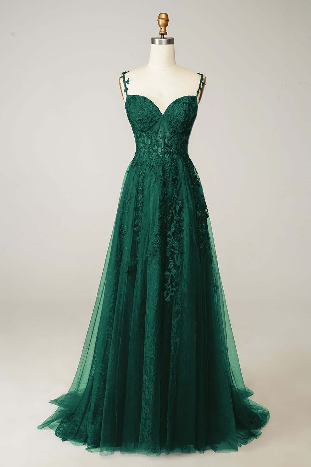 Spaghetti Strap Sweetheart Sleeveless Formal Dress With Appliques