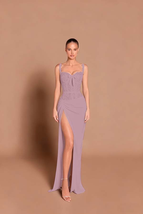 Spaghetti Strap Sleeveless Long Mermaid Formal Dress With Split