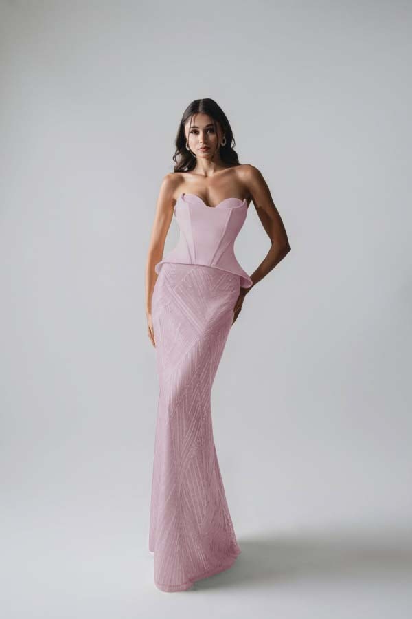 Sleeveless Strapless Long Mermaid Formal Dress With Pleated Sequins