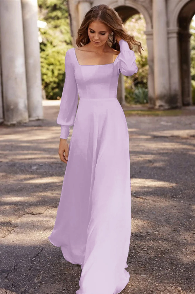 Square A-Line Long Sleeves Wedding Dress