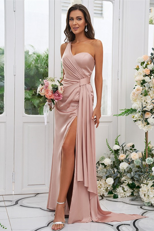 One-Shoulder Bridesmaid Dress with Split