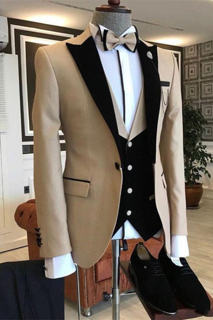 Popular Peaked-Lapel One-Button Slim-Fit Wedding Suit for Men