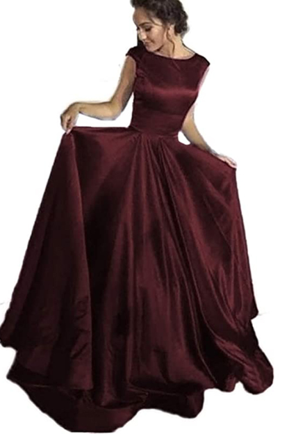 Scoop Cap Sleeve Long Bridesmaid Dress