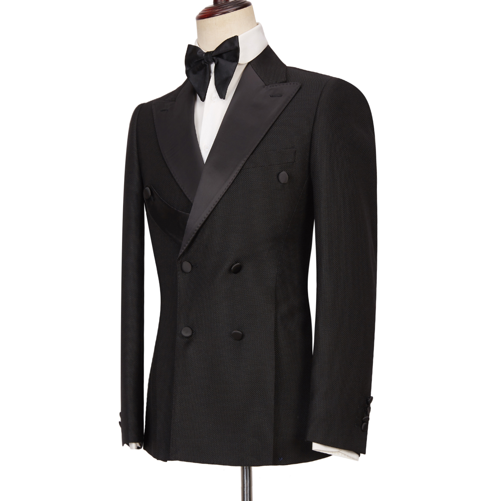 Latest Design Best-Fitted Black Double-Breasted Peaked Lapel Men's Suits