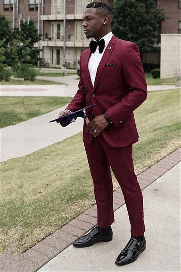 Stylish Burgundy Tyler Bespoke cocktail Suit Two Pieces for Guys