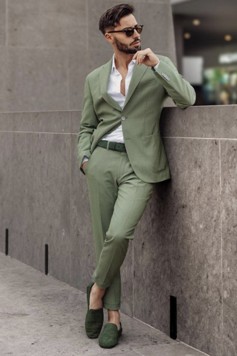 Stylish Green Best-Fitted Wedding Suits for Groom